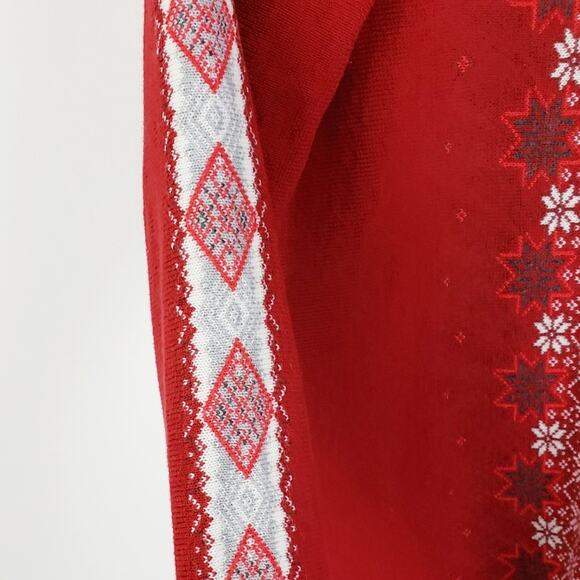 Eddie Bauer Vintage Red Snowflake Fair isle Zip Front Cardigan Sweater Ski - Picture 8 of 14